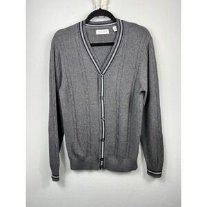 Old Rye Sweater Size‎ S Gray Button-Up V-Neck Cardigan Preppy Academina Grandpa